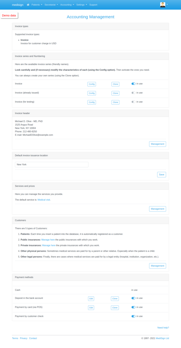 MediSign.com Screenshots - Accounting management