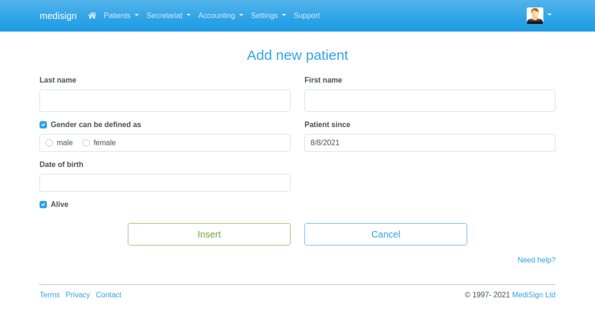 MediSign.com Screenshots - Add new patient