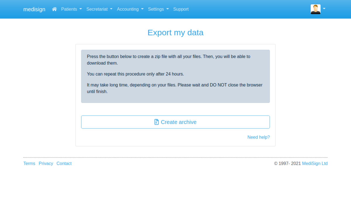 MediSign.com Screenshots - Export data