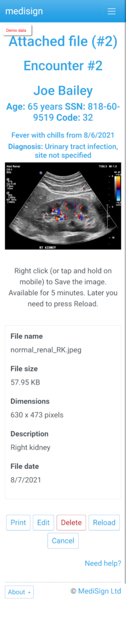 MediSign.com Screenshots on Smartphone - Sample Attachment File
