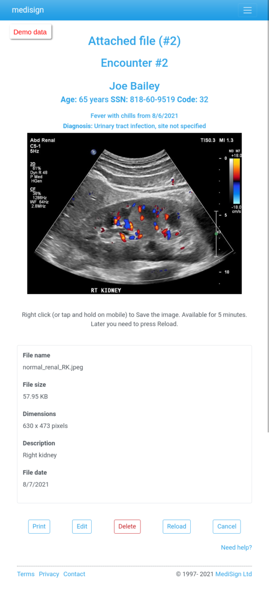 MediSign.com Screenshots on Tablet Portrait - Sample Attachment File