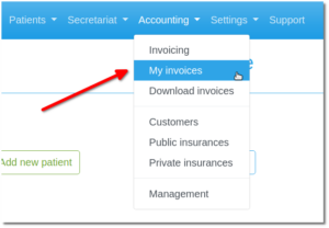 MediSign.com - My Invoices (menu)