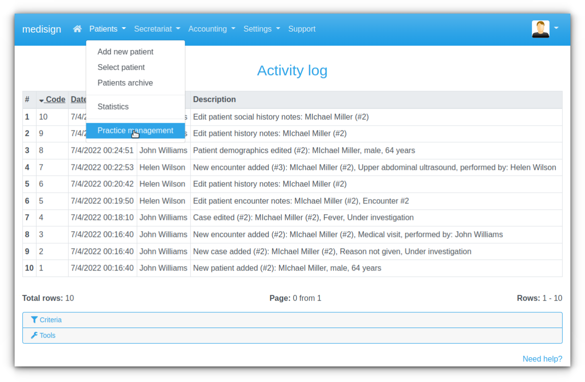 MediSign Activity Log Archive